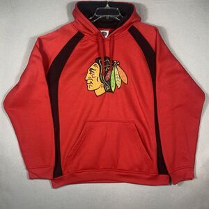 NHL Chicago Blackhawks Mens Red Pullover Hoodie Size L